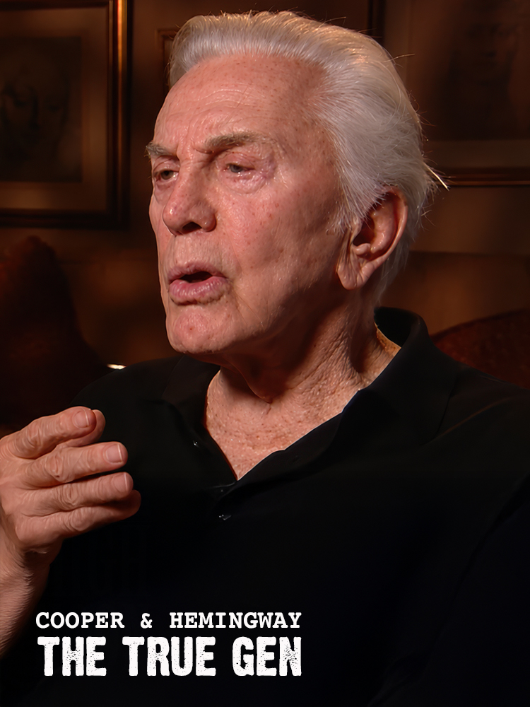 Kirk Douglas in a documentary interview still for Cooper and Hemingway: The True Gen