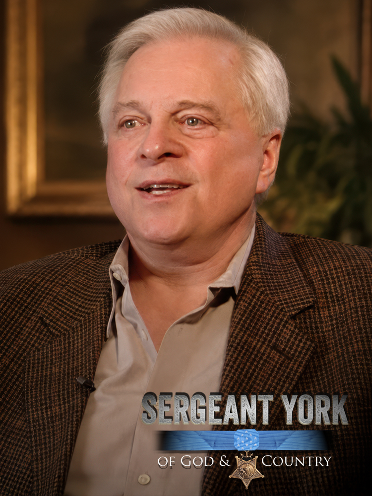 Robert Osborne in a documentary interview still for Sergeant York: Of God and Country